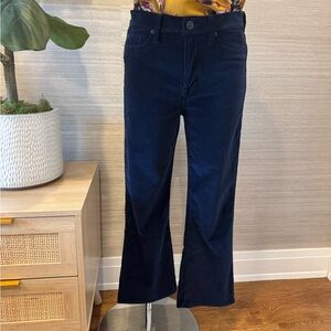 Hudson Jeans | Brix Velvet High Rise Navy Blue Cropped Bootcut Flate Jeans Pants